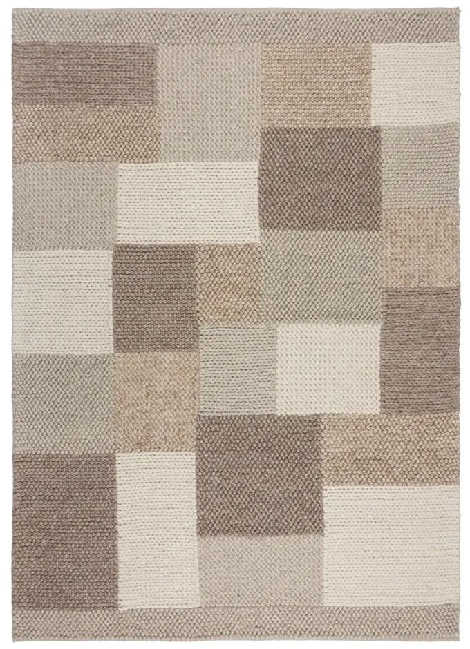 Tappeto beige tessuto a mano con lana 120x170 cm Minerals Patchwork - Flair Rugs