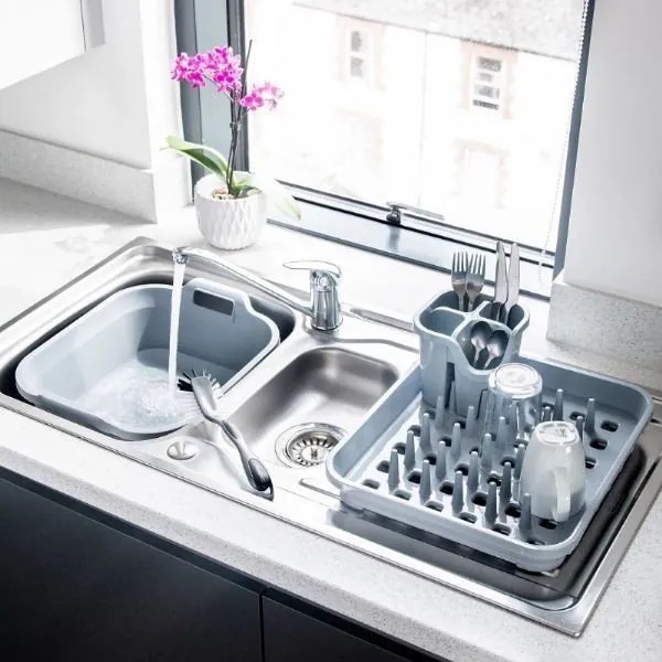 Scolapiatti in plastica grigio 38x33,5 cm Eco Range – Addis