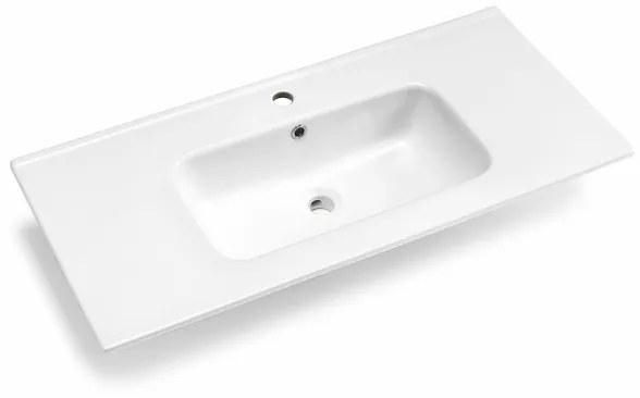 Mobile da bagno sospeso moderno base 100 CLEIDE con 2 cassetti e lavabo, ANTRACITE OPACO