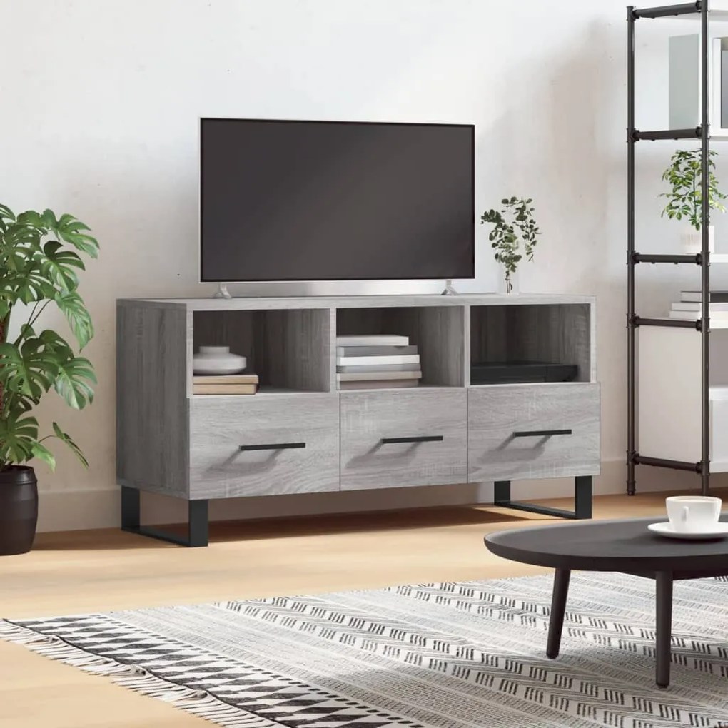 Mobile Tv Grigio Sonoma 102x36x50 Cm İn Legno Multistrato /
