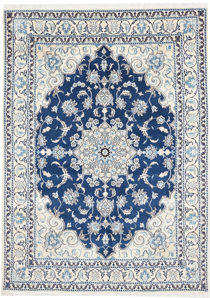 Nain Tappeto 170 x 240 Blu (Iran) Annodato A Mano