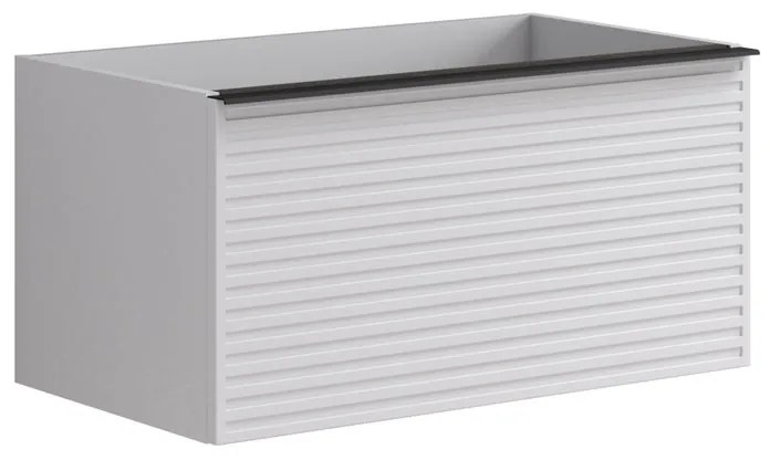 Mobile da bagno sotto lavabo Pixel stripes bianco e maniglia alluminio nero laccato L 80 x H 40 x P 45.5 cm 2 cassetti, lavabo non incluso