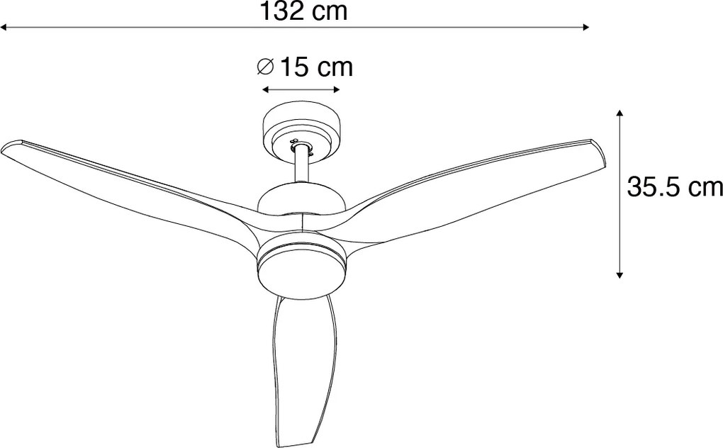 Ventilatore da soffitto smart bianco con stampa legno 132 cm con LED dimmerabile con telecomando - Joly