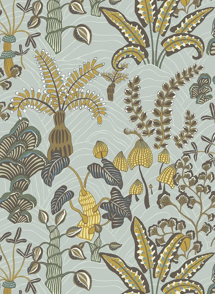Josephine Munsey Carta da parati Woodland Floor - Celadon and Lemon