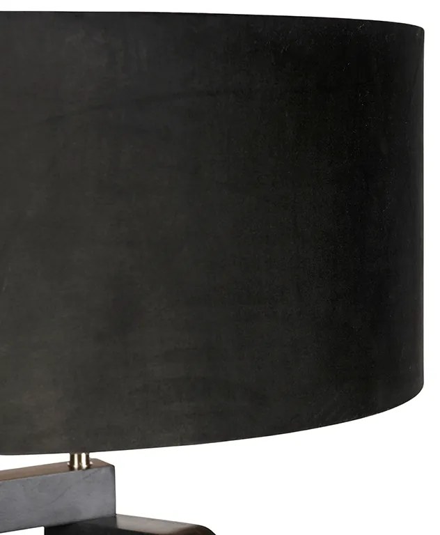 Lampada da terra treppiede legno nero con paralume nero 50 cm - Puros