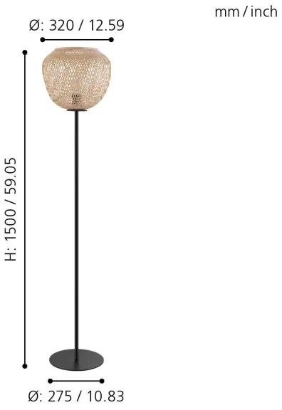 Eglo 43264 - Lampada da terra DEMBLEBY 1xE27/40W/230V