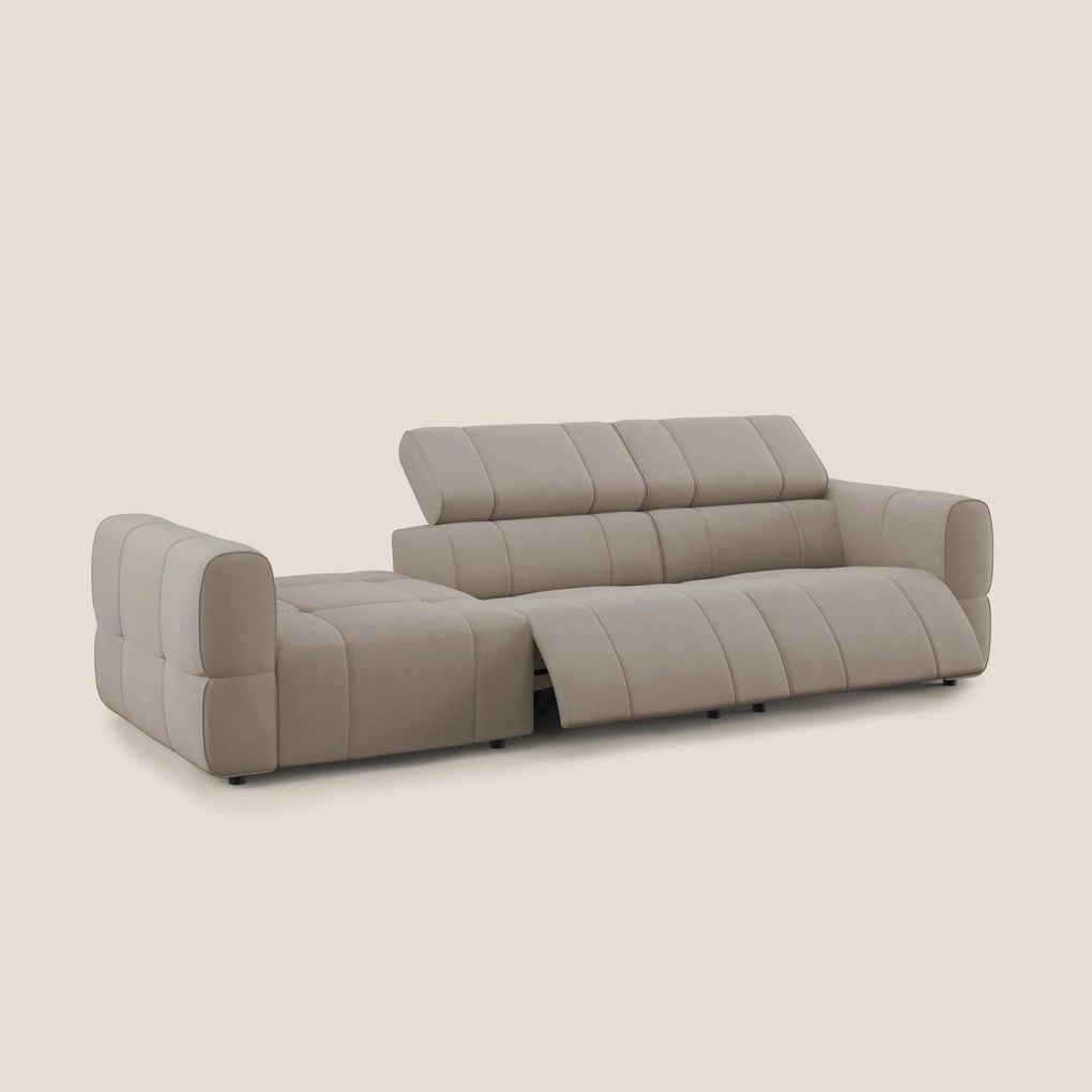 Giotto Divano con terminale e opzione relax elettrico in microfibra effetto velluto impermeabile T09