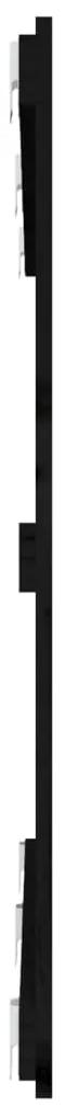 Testiera da parete nera 147x3x90 cm in legno massello di pino