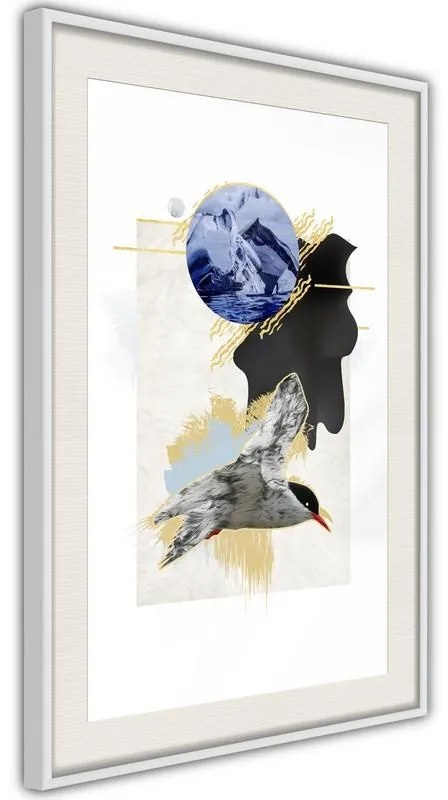 Poster  Abstraction with a Tern  Cornice Quadri Cornice nera con pass-partout, Larghezza x Altezza Home decor 40x60