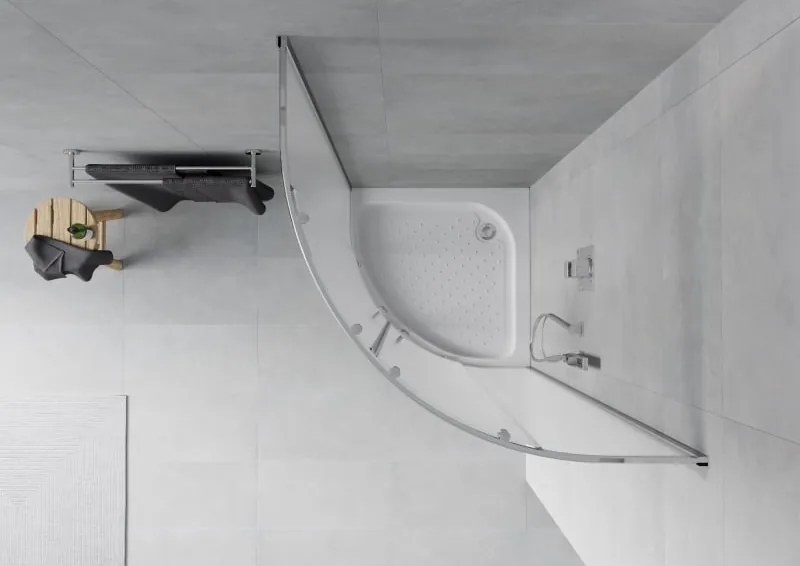 Mexen Rio cabina doccia semicircolare 70 x 70 cm, ghiaccio, cromo + piatto doccia Rio, bianco - 863-070-070-01-30-4710