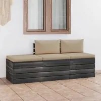 Set Divani da Giardino su Pallet 3 pz con Cuscini Massello Pino 3061758