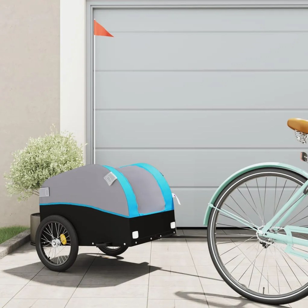 Rimorchio Da Bici Nero E Blu 30 Kg İn Ferro /