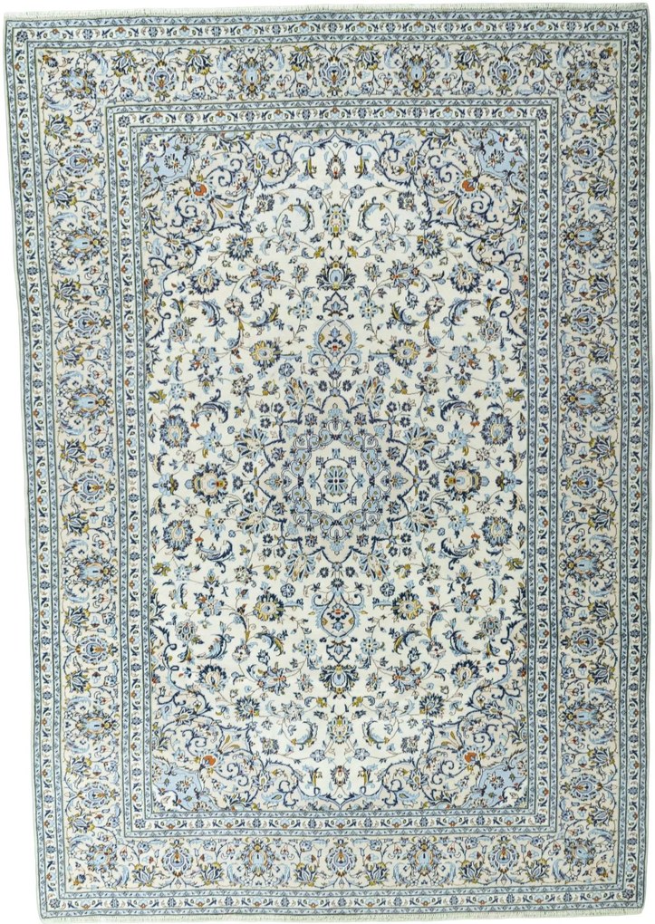 Kashan Tappeto 350x240 Beige (Iran) Annodato A Mano