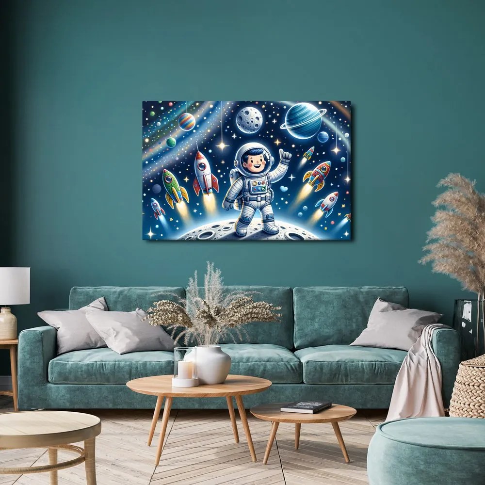Quadro su tela – Piccolo astronauta in missione avventurosa