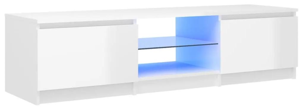 Mobile Porta TV con Luci LED Bianco Lucido 140x40x35,5 cm