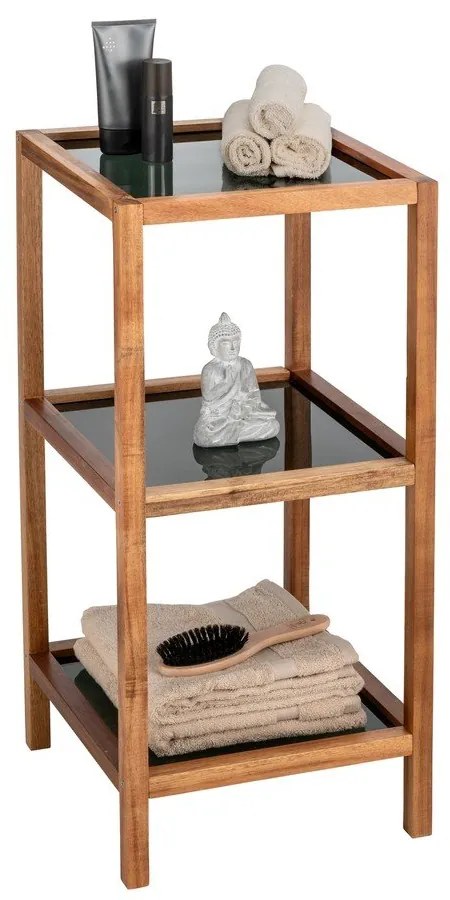 Mensola da bagno in vetro di colore nero-naturale 36x79 cm Fondi - Wenko