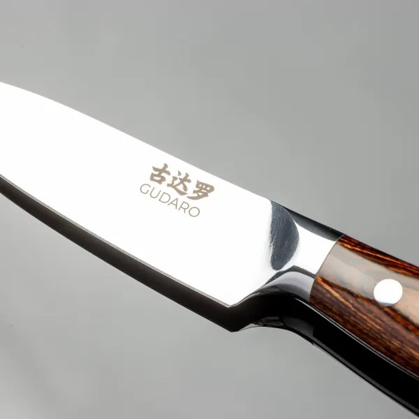 Gudaro - Coltello da cucina in acciaio damascato FENG 3,5", 67 strati d'acciaio, lunghezza 9,5 cm