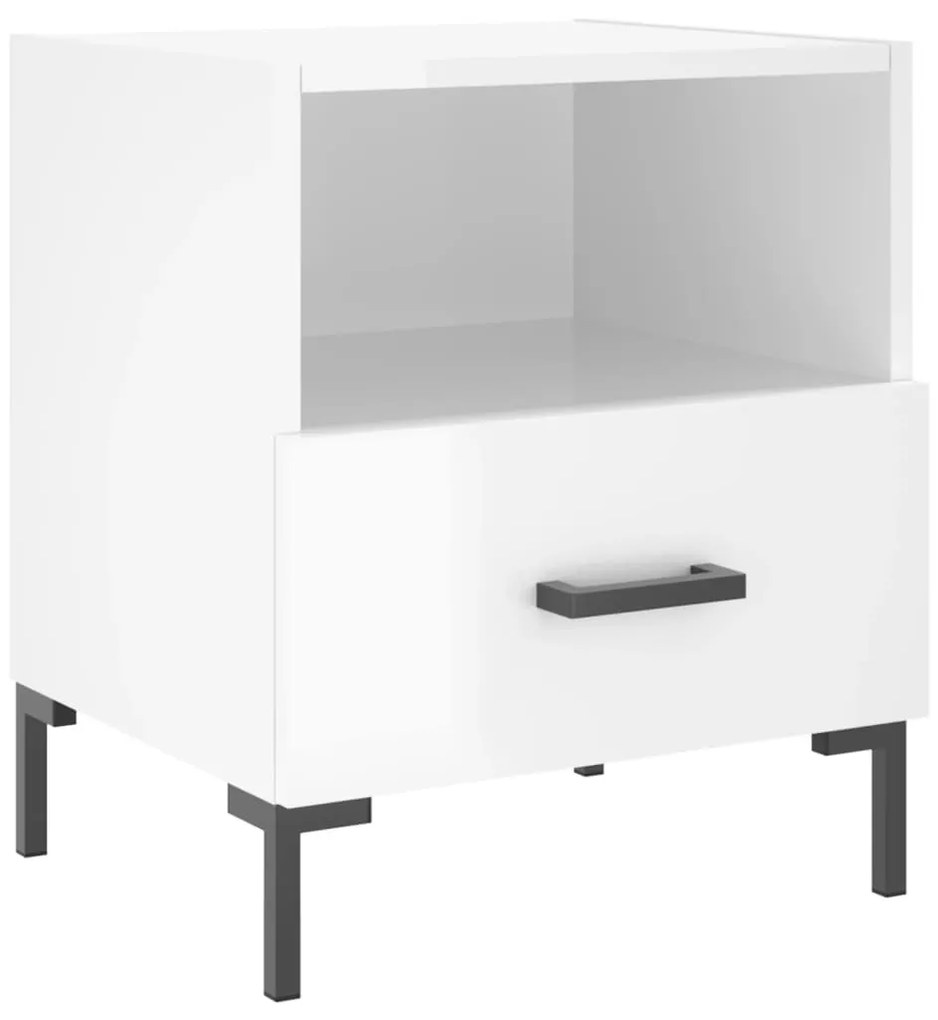 Comodini 2 pz Bianco Lucido 40x35x47,5 cm in Legno Multistrato