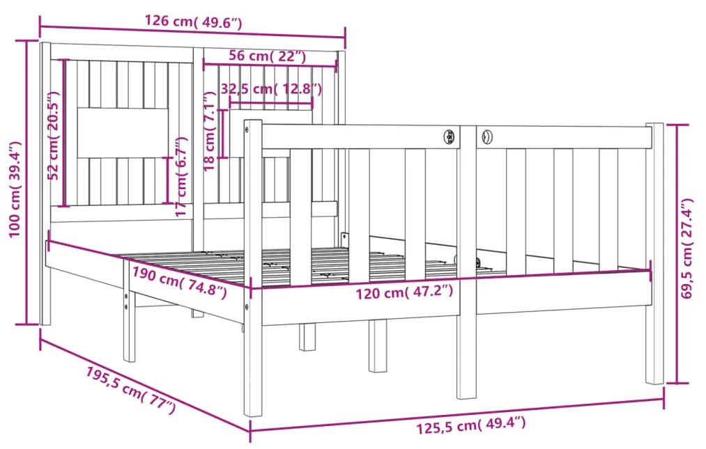 Giroletto in Legno Massello 120x190 cm Small Double