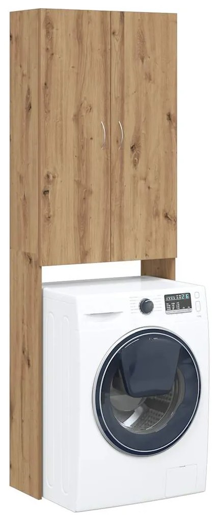 Mobile Per Lavatrice Rovere Artigianale 64x25,5x190 Cm /