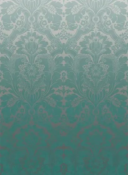 Damast Tapete St. James Park von Little Greene - Teal Fade