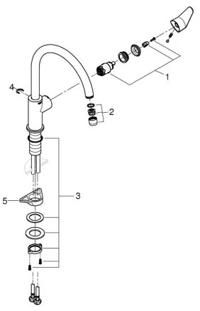 GROHE 31536001 - Miscelatore per lavello BAUCURVE 332 mm, cromo lucido