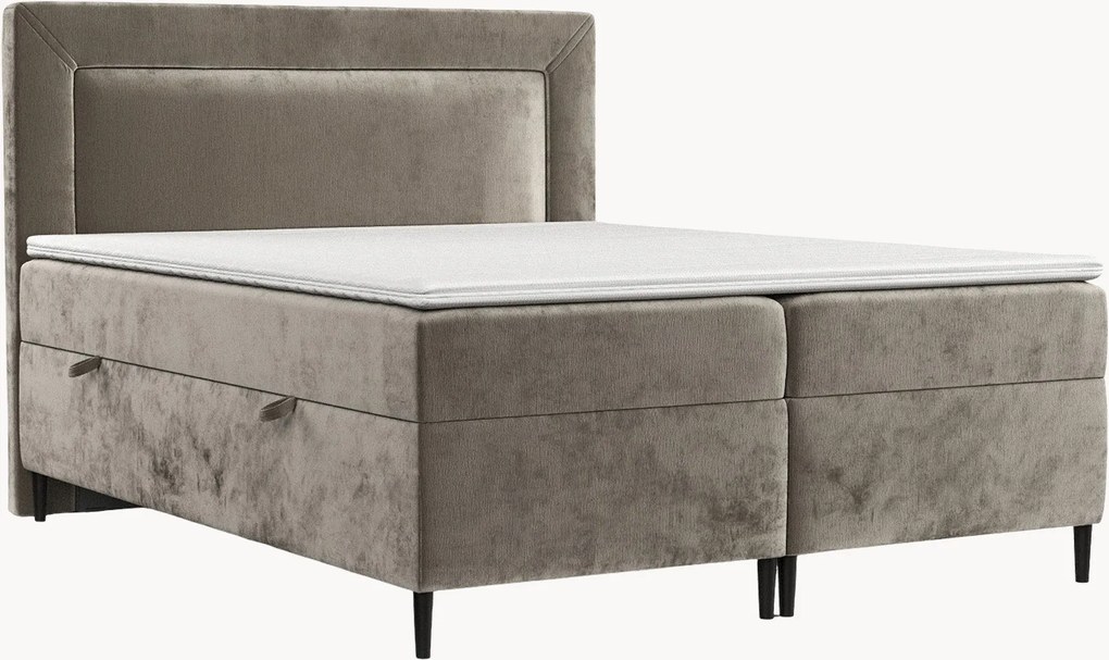 Letto boxspring in ciniglia fatto a mano con contenitore Noble, H3