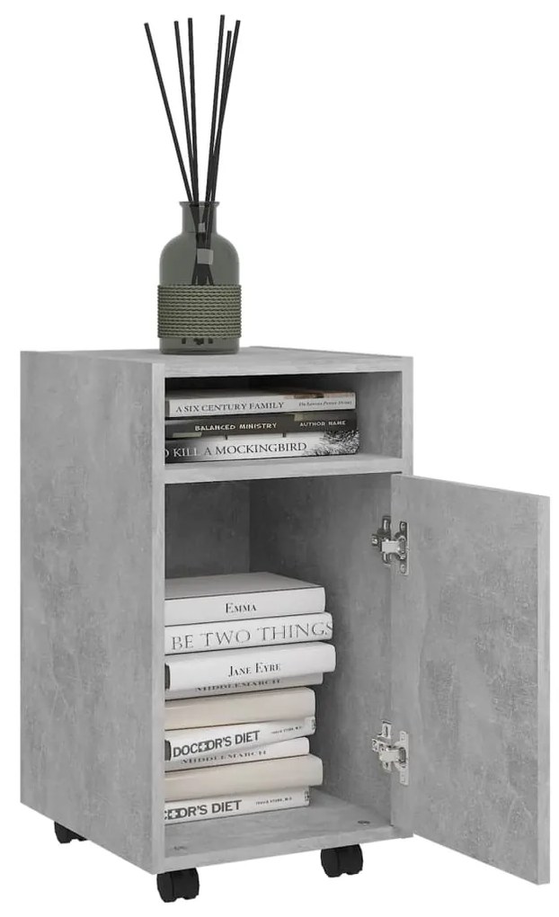 Credenza con ruote grigio cemento 33x38x60 cm in truciolato