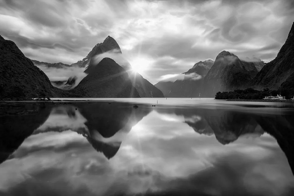 Fotomurale – Alba in bianco e nero in Nuova Zelanda
