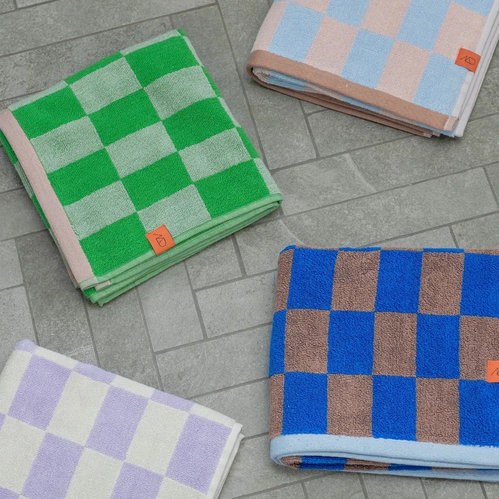 Set di 2 asciugamani in cotone biologico blu e rosa 40x55 cm Retro - Mette Ditmer Denmark