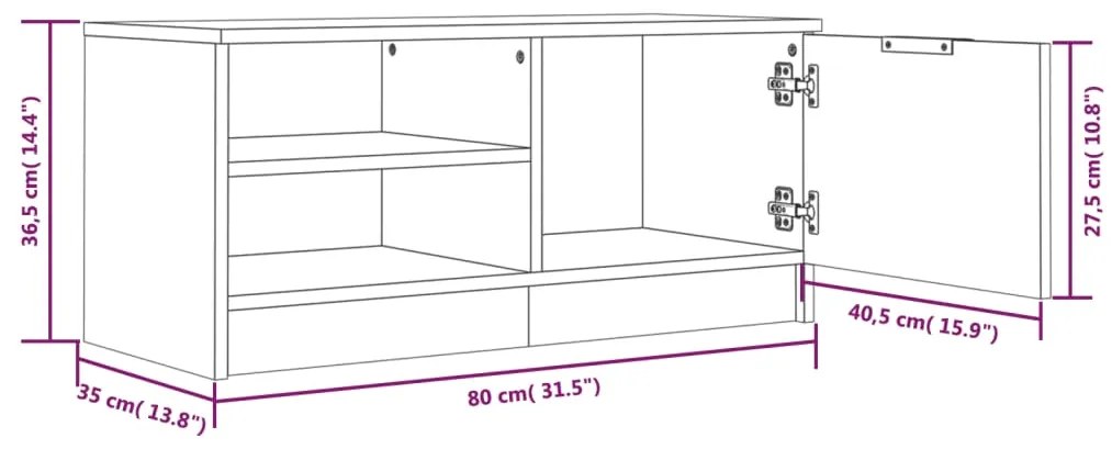 Mobile Porta TV Bianco 80x35x36,5 cm in Legno Multistrato