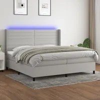 Letto a Molle Materasso e LED Grigio Chiaro 200x200 cm Tessuto 3138421