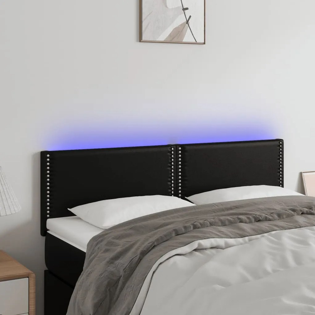 Testiera A Led Nera 144x5x78/88 Cm İn Similpelle /