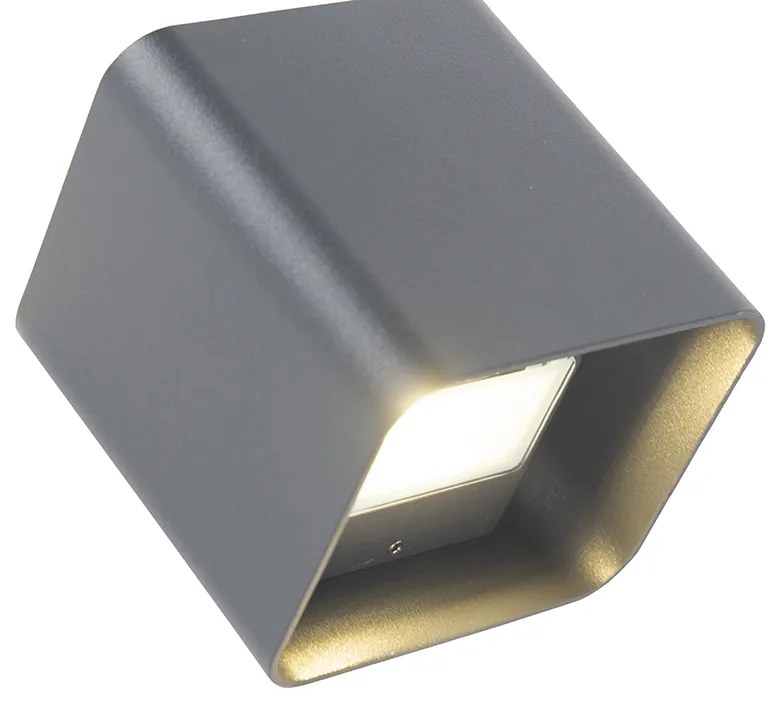 Applique moderna grigio scuro incl. LED IP54 quadrata - Evi