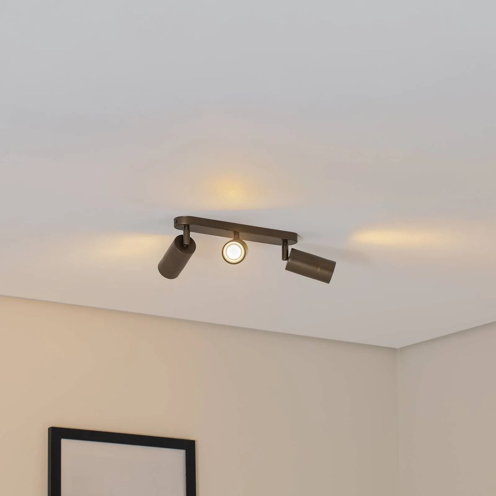 Luminex Faretto da soffitto Link, titanio-oro, lunghezza 33 cm, a 3 luci.