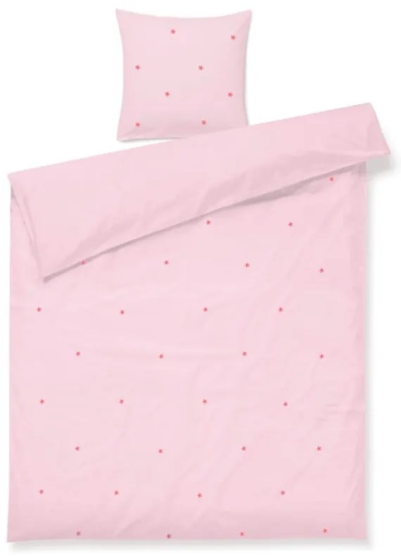 Set copripiumino e federa rosa in percalle di cotone per letto singolo 140x200 cm Daisy – JUNA