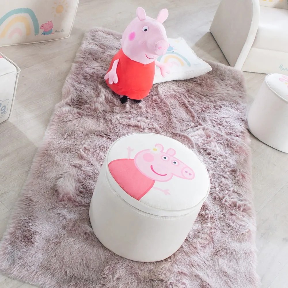 Pouf per bambini in velluto bianco Peppa Pig - Roba