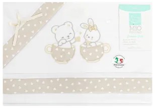 Lenzuola lettino neonato in cotone Mio piccolo Dolci emozioni Beige