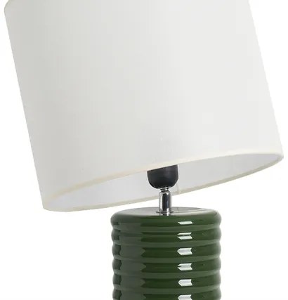 Lampada da tavolo in ceramica smaltata verde scuro e paralume écru H53 cm BERRO