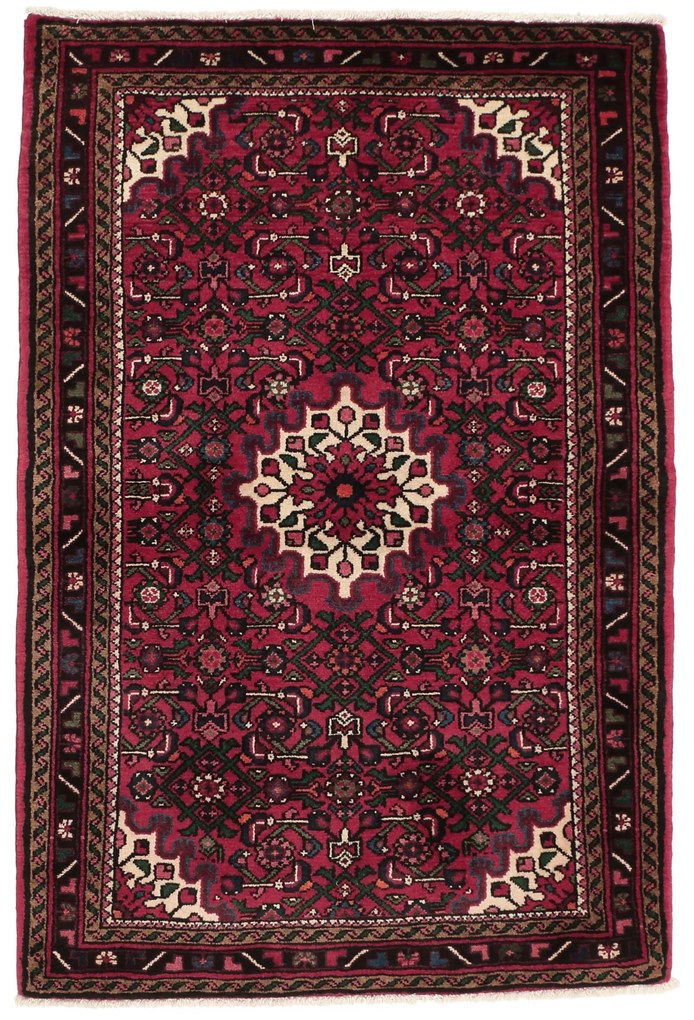Hamedan Tappeto 100 x 160 Rosso (Iran) Annodato A Mano