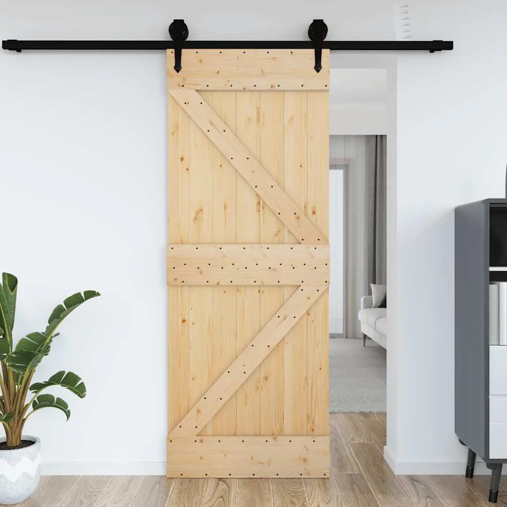 Porta Narvık 95x210 Cm İn Legno Massello Di Pino /