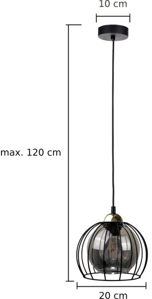 Lampadario a sospensione con filo SOLO BLACK 1xE27/60W230V nero/oro
