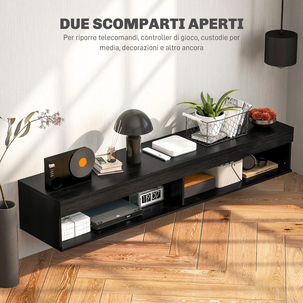 Mobile TV fino 75" Sospeso con Luci LED 16 Colori e Telecomando 180x40x30 cm Nero...