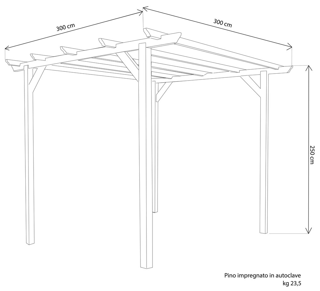 PIP - pergola da giardino in legno di pino impregnato in autoclave