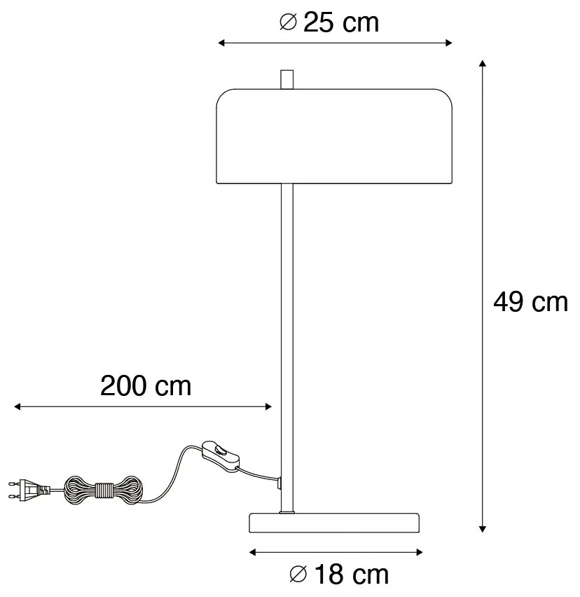 Lampada da tavolo retrò nera con interno dorato - Jinte