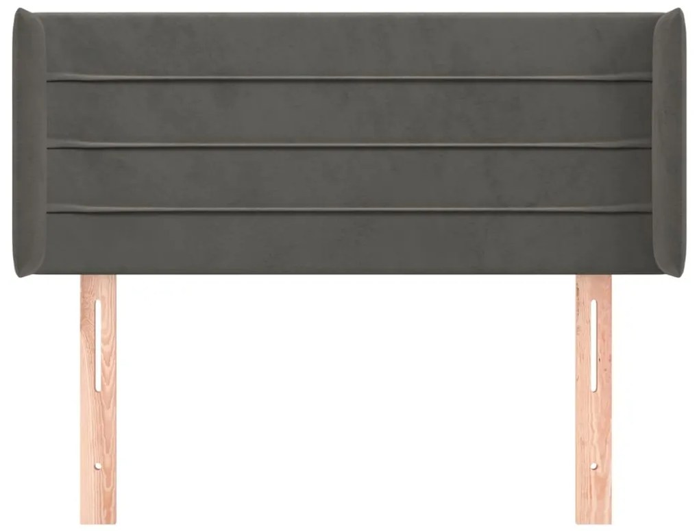 Testiera ad orecchio grigio scuro 83x16x78/88 cm in velluto