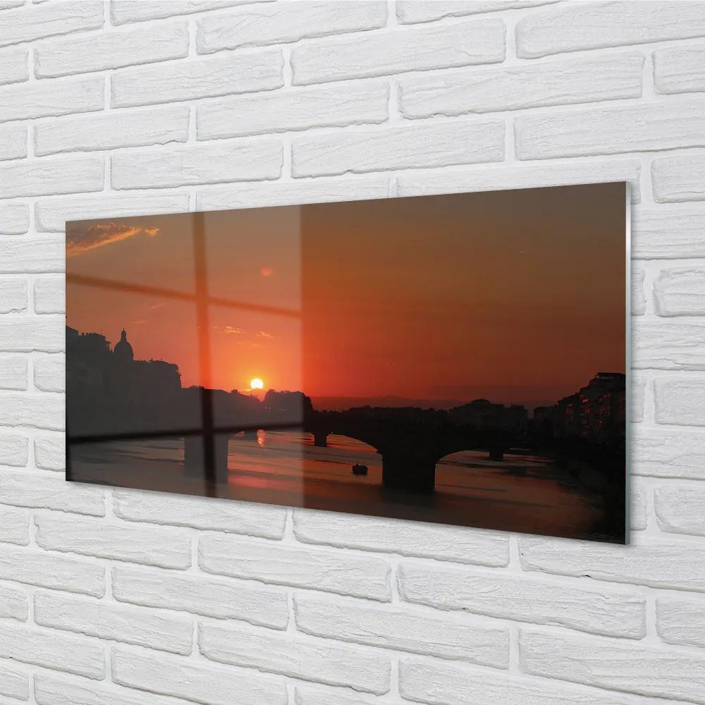 Quadro su vetro acrilico Sunset del fiume Italia 100x50 cm