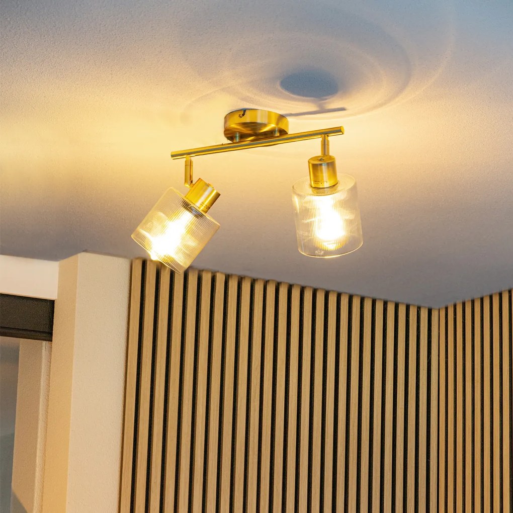 Faretto da soffitto dorato con vetro 2 luci orientabile - Laura