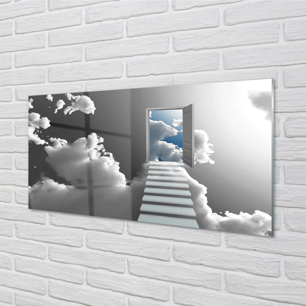 Quadro in vetro acrilico Scale delle nuvole della porta 100x50 cm