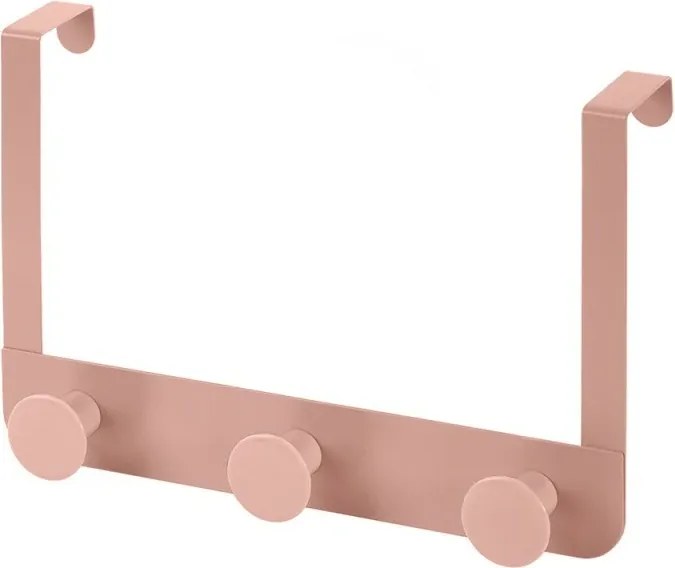 Gancio bagno triplo in acciaio e plastica rosa tondo Fiore